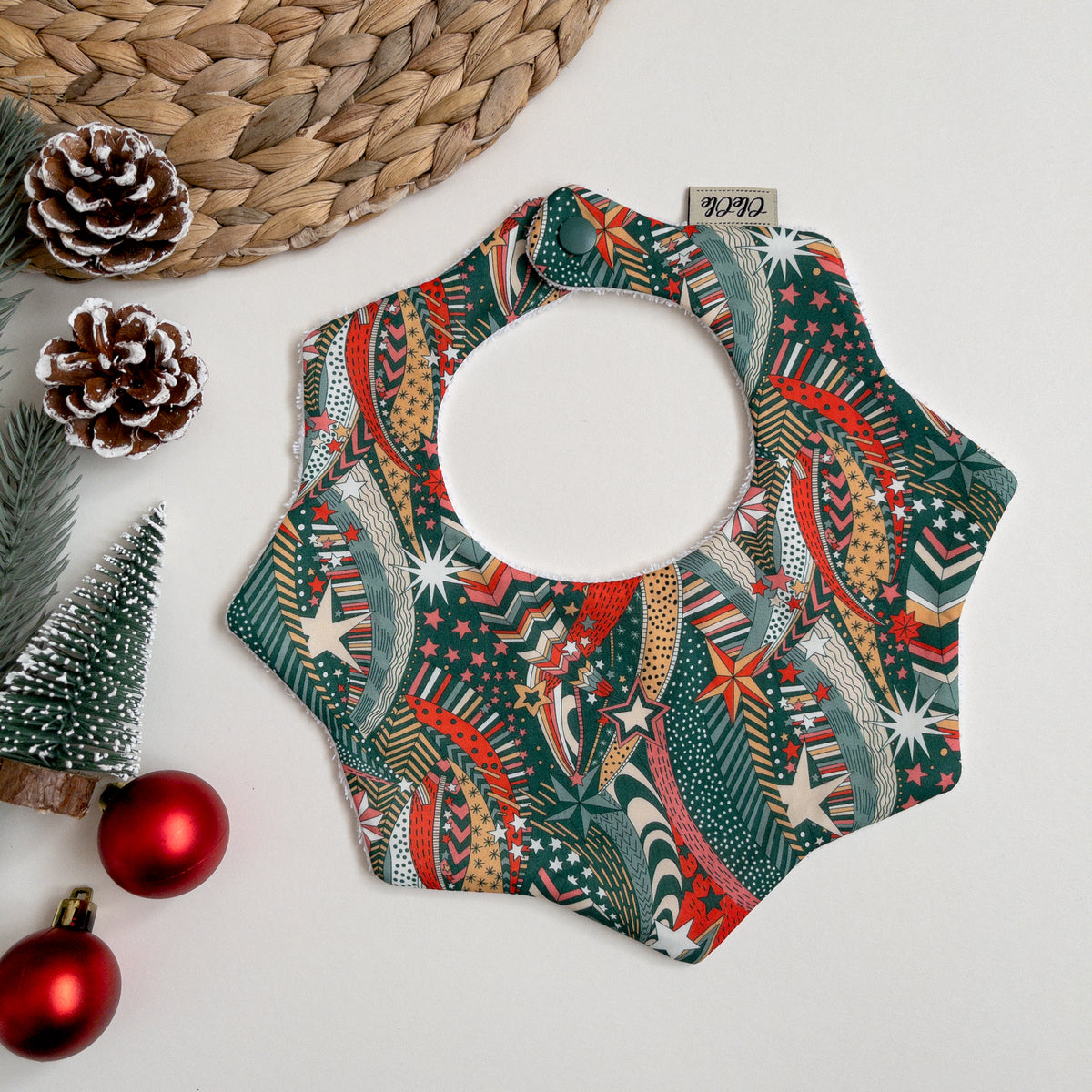 Starry Baby Bib  |  Liberty My Little Star Green