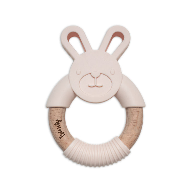 Personalised 2 in 1 Animal Teething Ring  |  Bunny in Blush