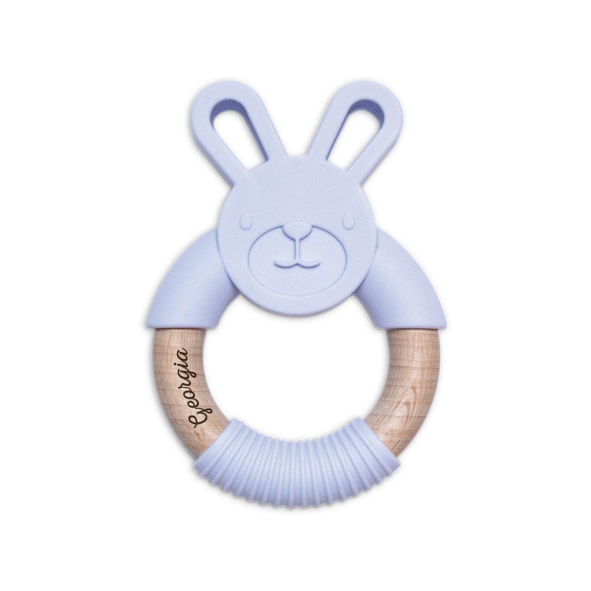 Personalised 2 in 1 Animal Teething Ring  |  Bunny in Lavender