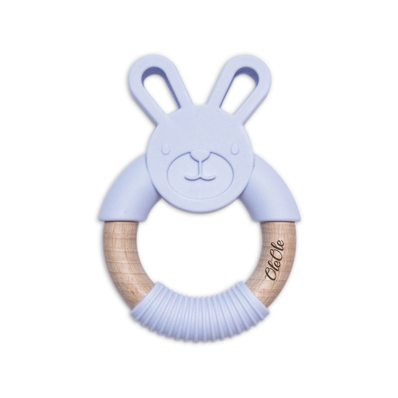 Personalised 2 in 1 Animal Teething Ring  |  Bunny in Lavender