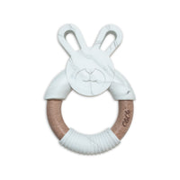 Personalised 2 in 1 Animal Teething Ring  |  Bunny in Marble