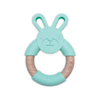 Personalised 2 in 1 Animal Teething Ring  |  Bunny in Mint