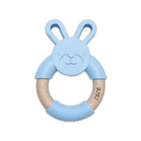 Personalised 2 in 1 Animal Teething Ring |  Bunny in Sky Blue