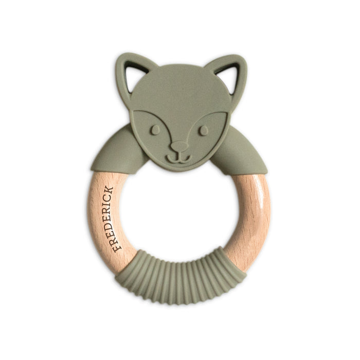 Personalised 2 in 1 Animal Teething Ring |  Foxy in Forest