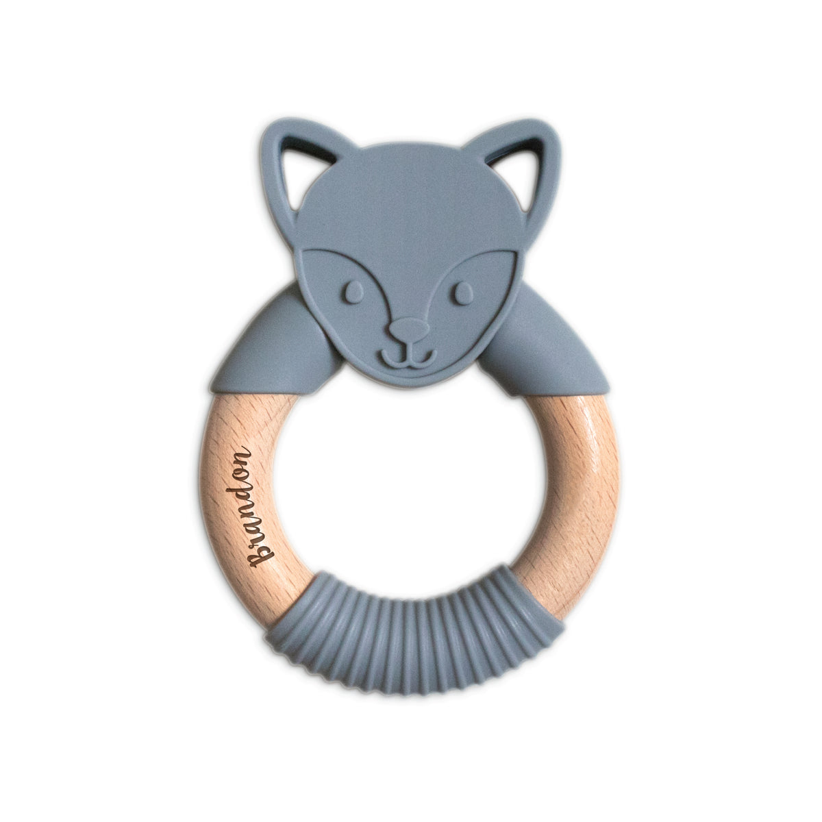 Personalised 2 in 1 Animal Teething Ring  |  Foxy in Moonlit Ocean