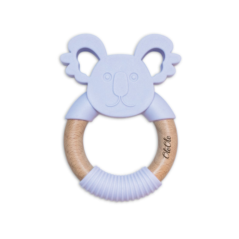 Personalised 2 in 1 Animal Teething Ring  |  Koala in Lavender