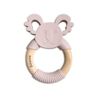 Personalised 2 in 1 Animal Teething Ring  |  Koala in Pale Mauve