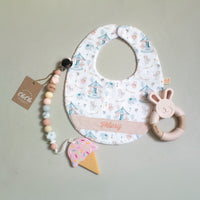 Personalised 2 in 1 Animal Teething Ring  |  Bunny in Blush