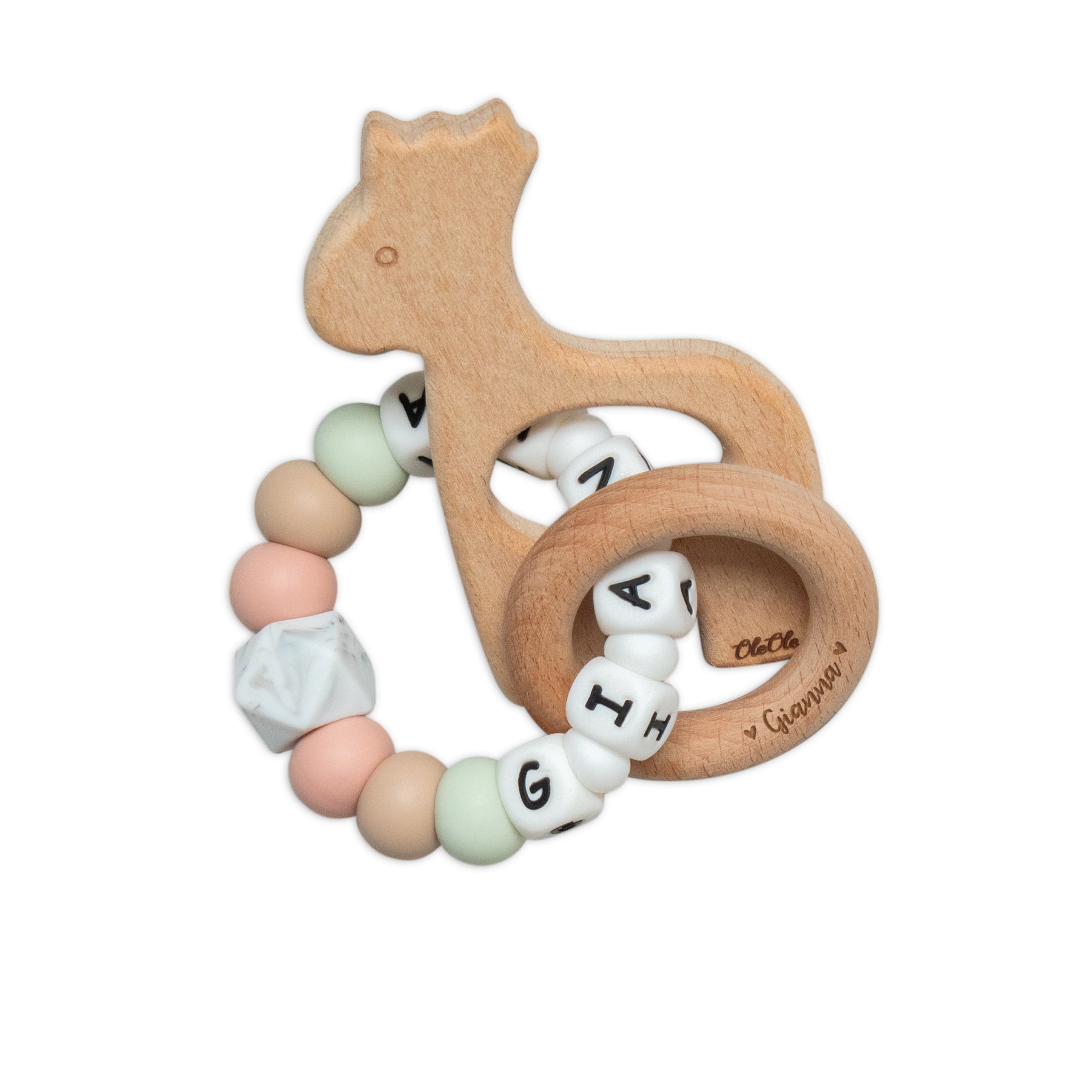Giraffe Rattle Set OleOle | Personalised Rattle | Baby Keepsakes | ANIMAL - Giraffe