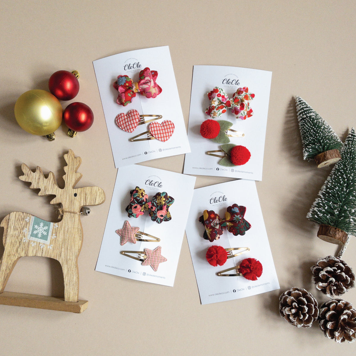 Christmas Hair Clip Set | Rifle Paper Co. Rosa