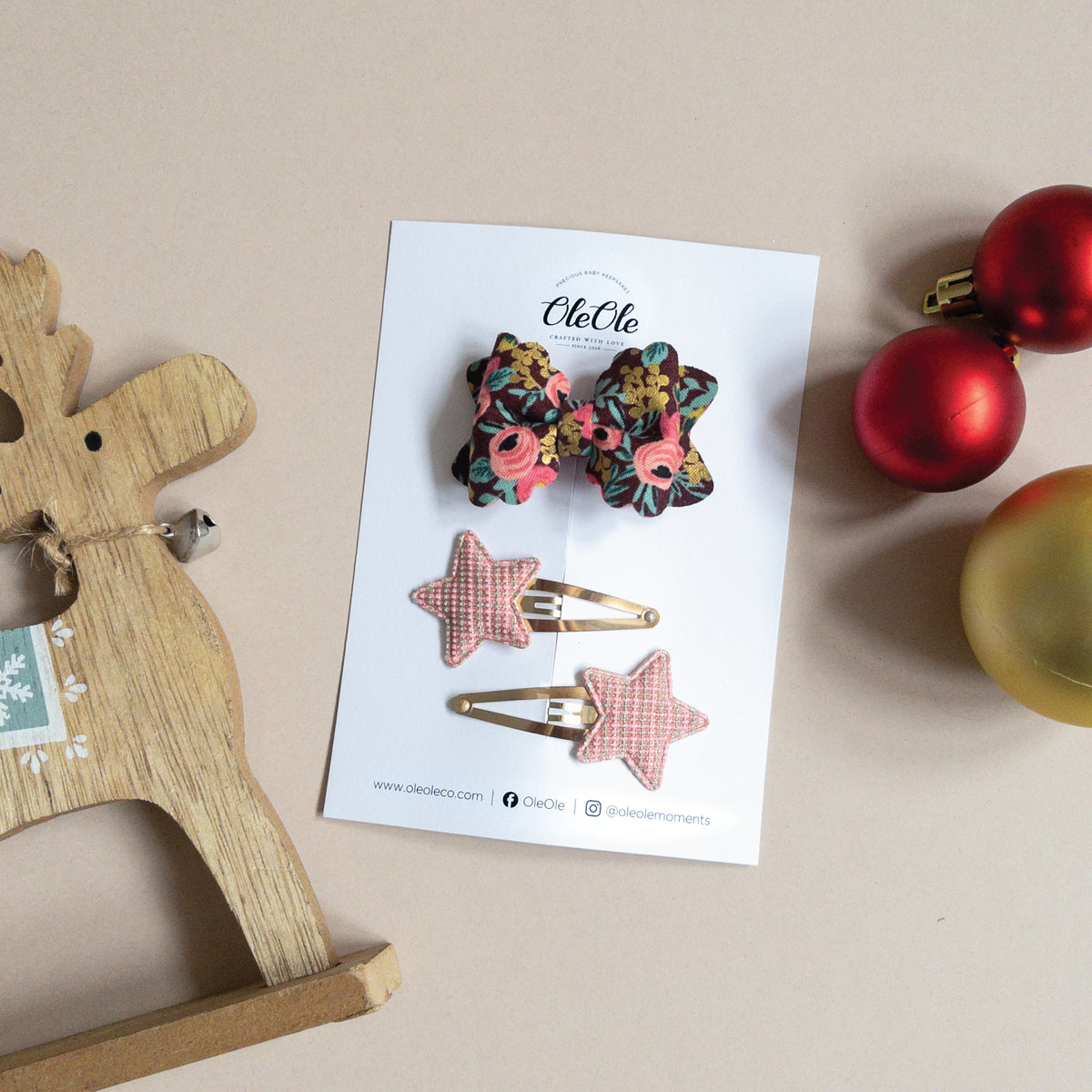 Christmas Hair Clip Set | Rifle Paper Co. Rosa