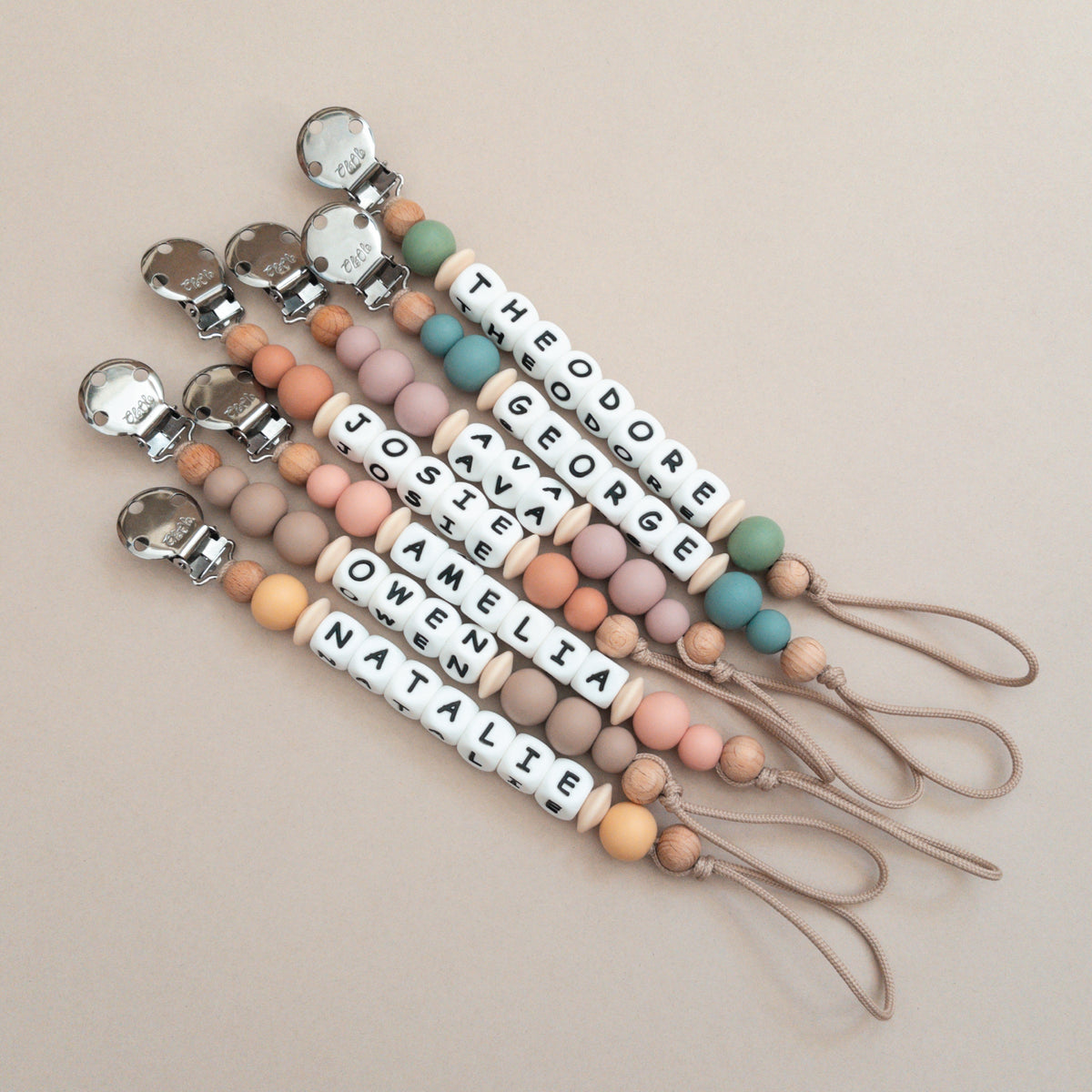 Personalised Pacifier Clip  |  Dusty Coral