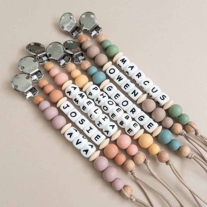 Personalised Pacifier Clip  |  Dusty Blue