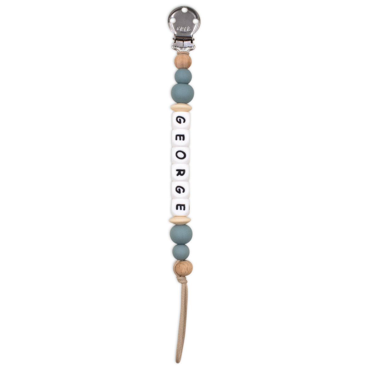 Personalised Pacifier Clip  |  Dusty Blue