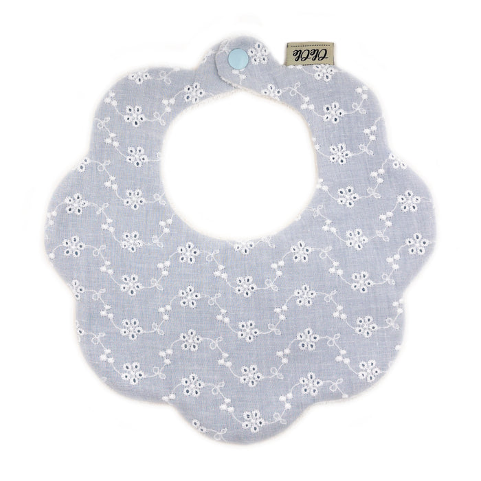 Scalloped Baby Bib  |  Blossom Stitch Blue