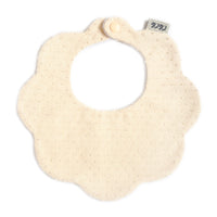 Scalloped Baby Bib  |  Stitched Dots Double Cream