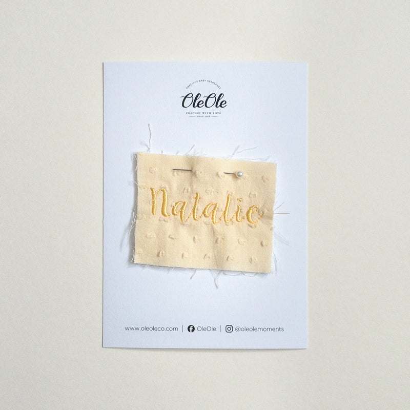 Scalloped Baby Bib  |  Stitched Dots Double Cream