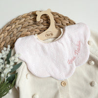 Scalloped Baby Bib  |  Blossom Stitch Soft Pink