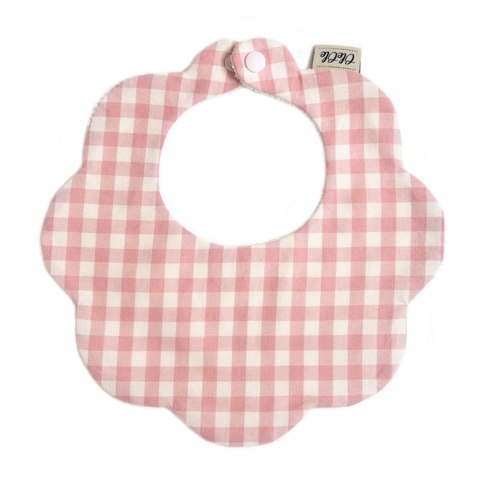 Scalloped Baby Bib  |  Dusty Pink Gingham
