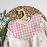 Scalloped Baby Bib  |  Dusty Pink Gingham