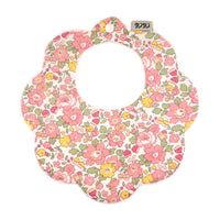 Scalloped Baby Bib  |  Liberty Betsy Metallic Coral