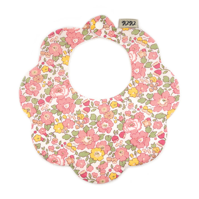 Scalloped Baby Bib  |  Liberty Betsy Metallic Coral