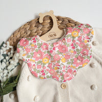 Scalloped Baby Bib  |  Liberty Betsy Metallic Coral