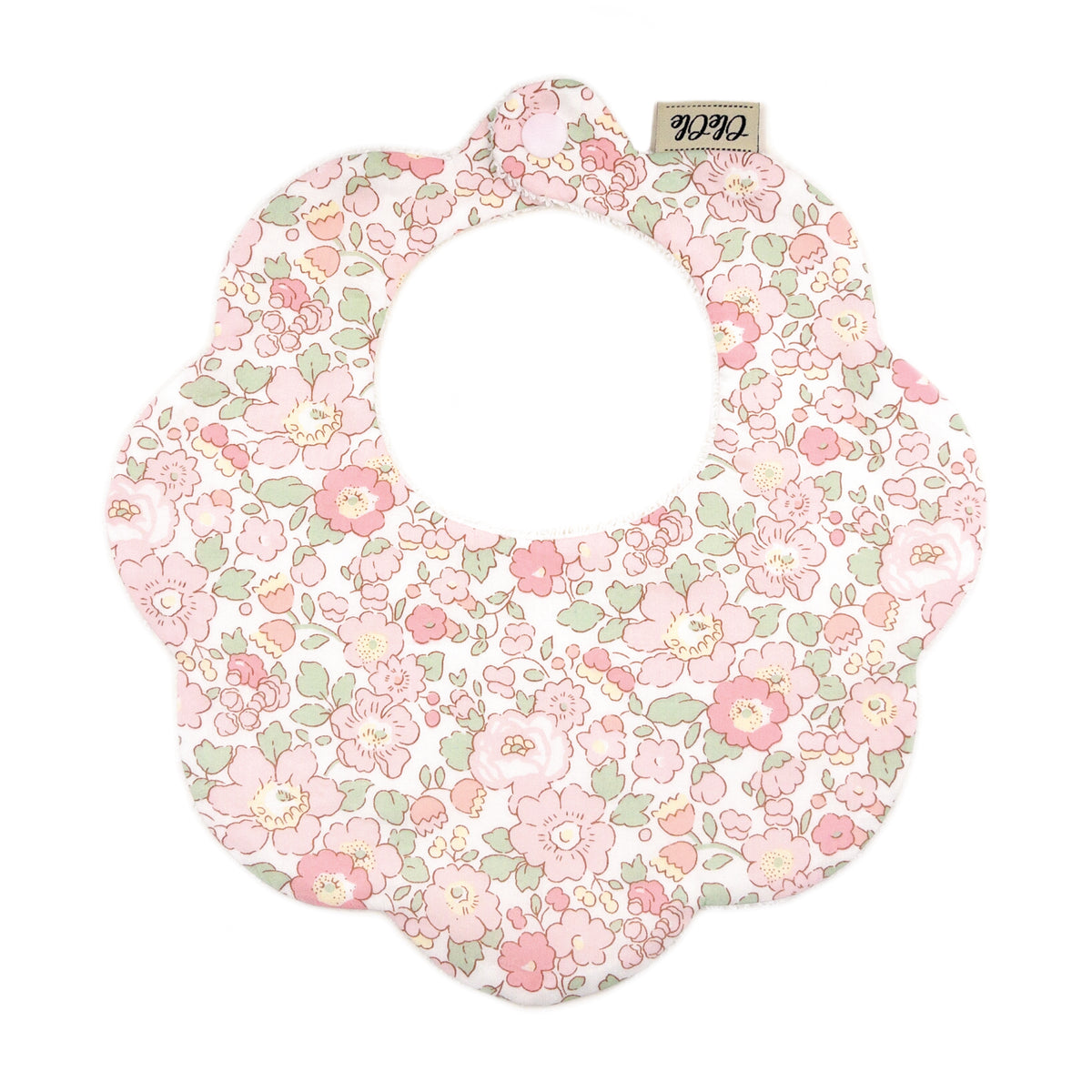Scalloped Baby Bib  |  Liberty Betsy Soft Blush
