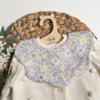 Scalloped Baby Bib  |  Liberty Camellia Pebble