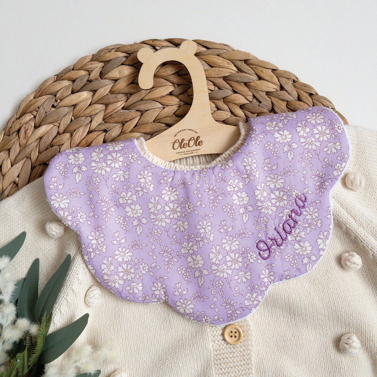 Scalloped Baby Bib  |  Liberty Capel Lilac