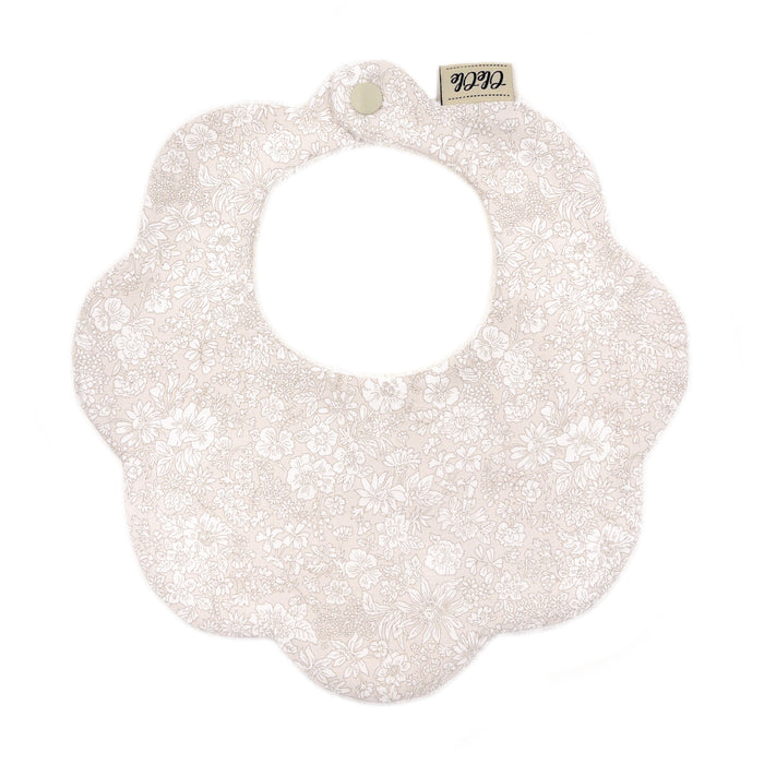 Scalloped Baby Bib  |  Liberty Emily Balle Greige