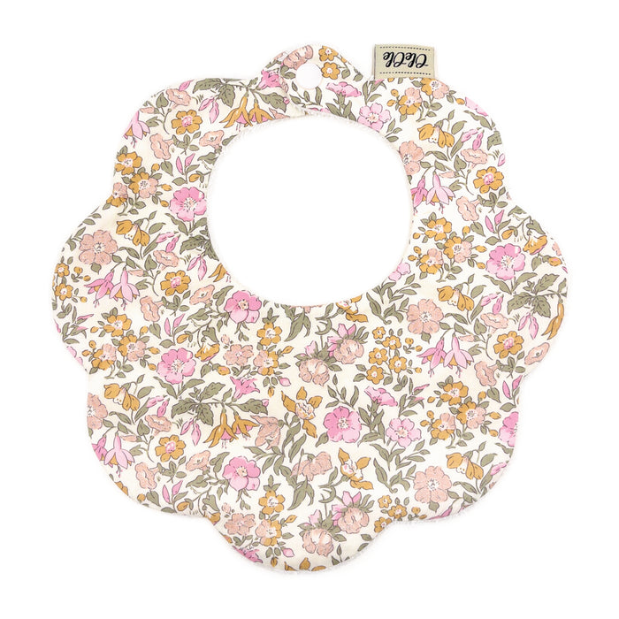 Scalloped Baby Bib  |  Liberty Mamie Metallic Rose