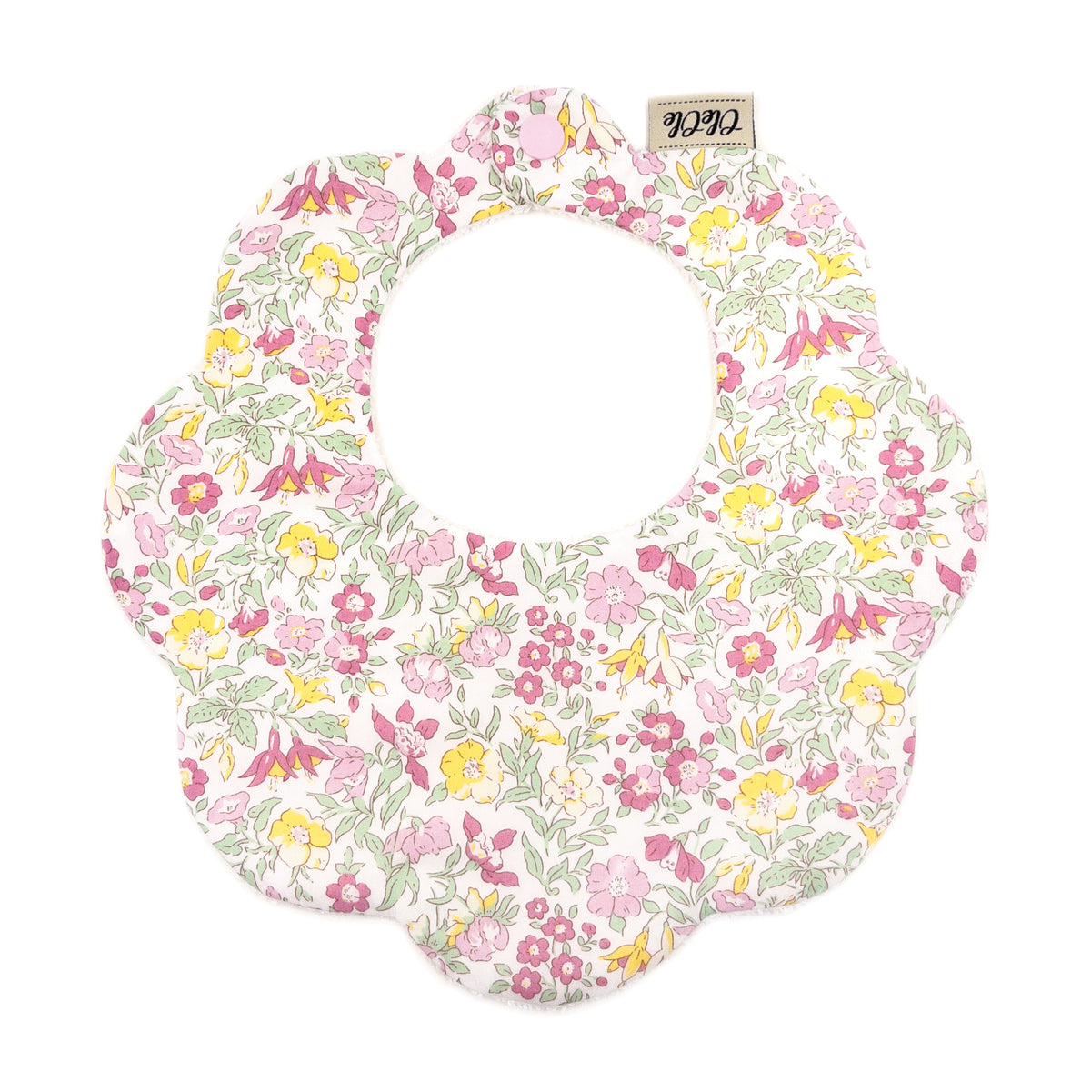 Scalloped Baby Bib  |  Liberty Mamie Pink