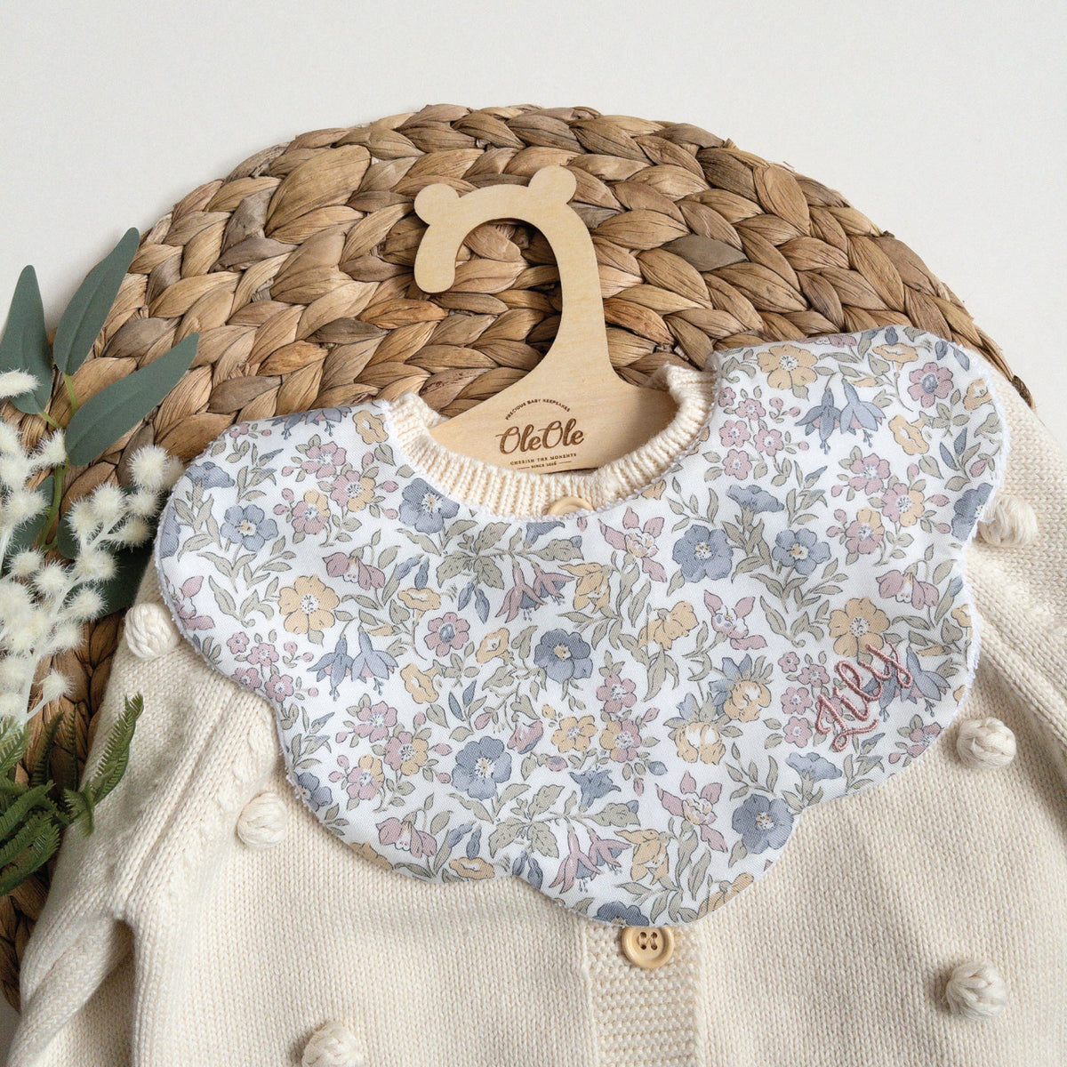 Scalloped Baby Bib  |  Liberty Mamie Pebble