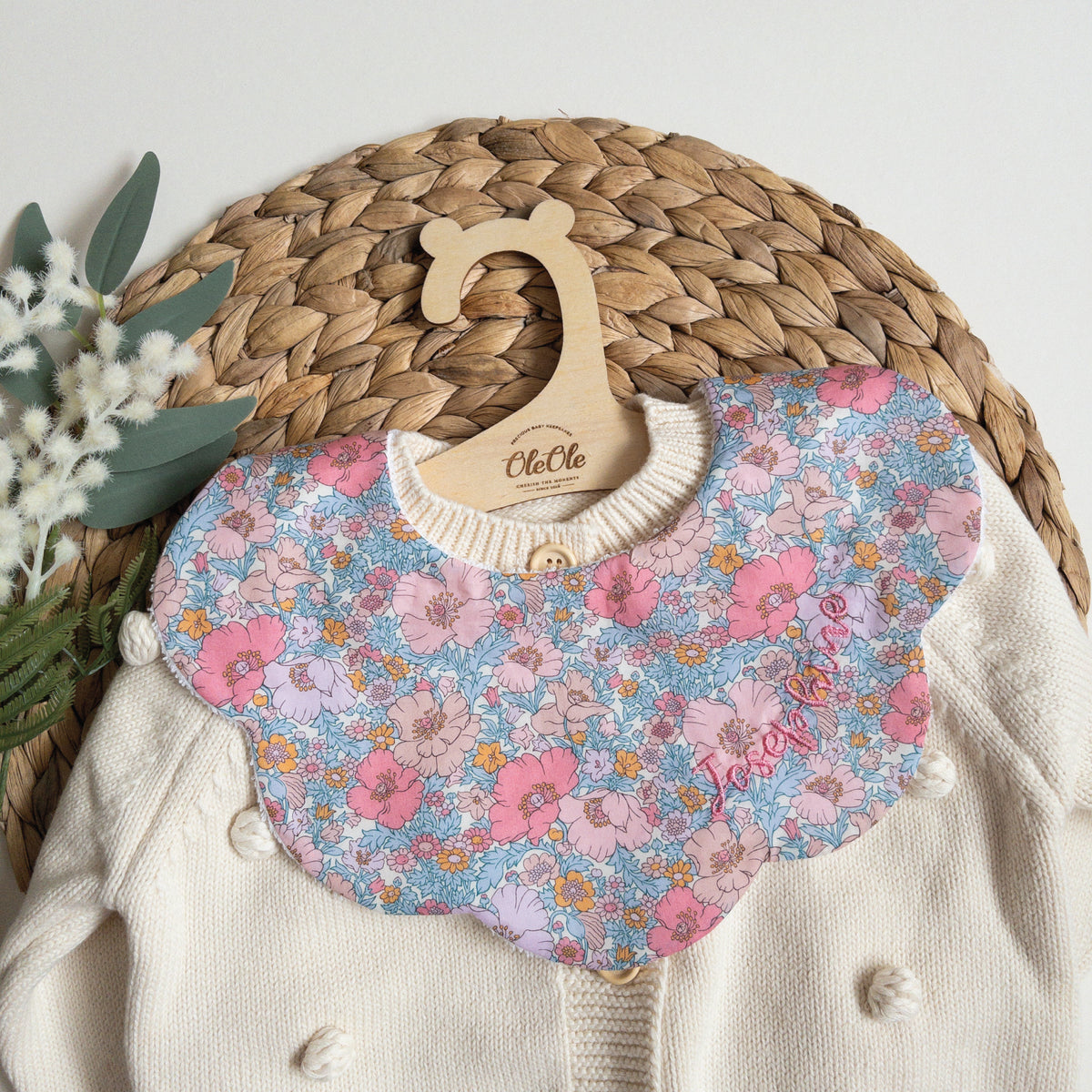Scalloped Baby Bib  |  Liberty Meadow Song