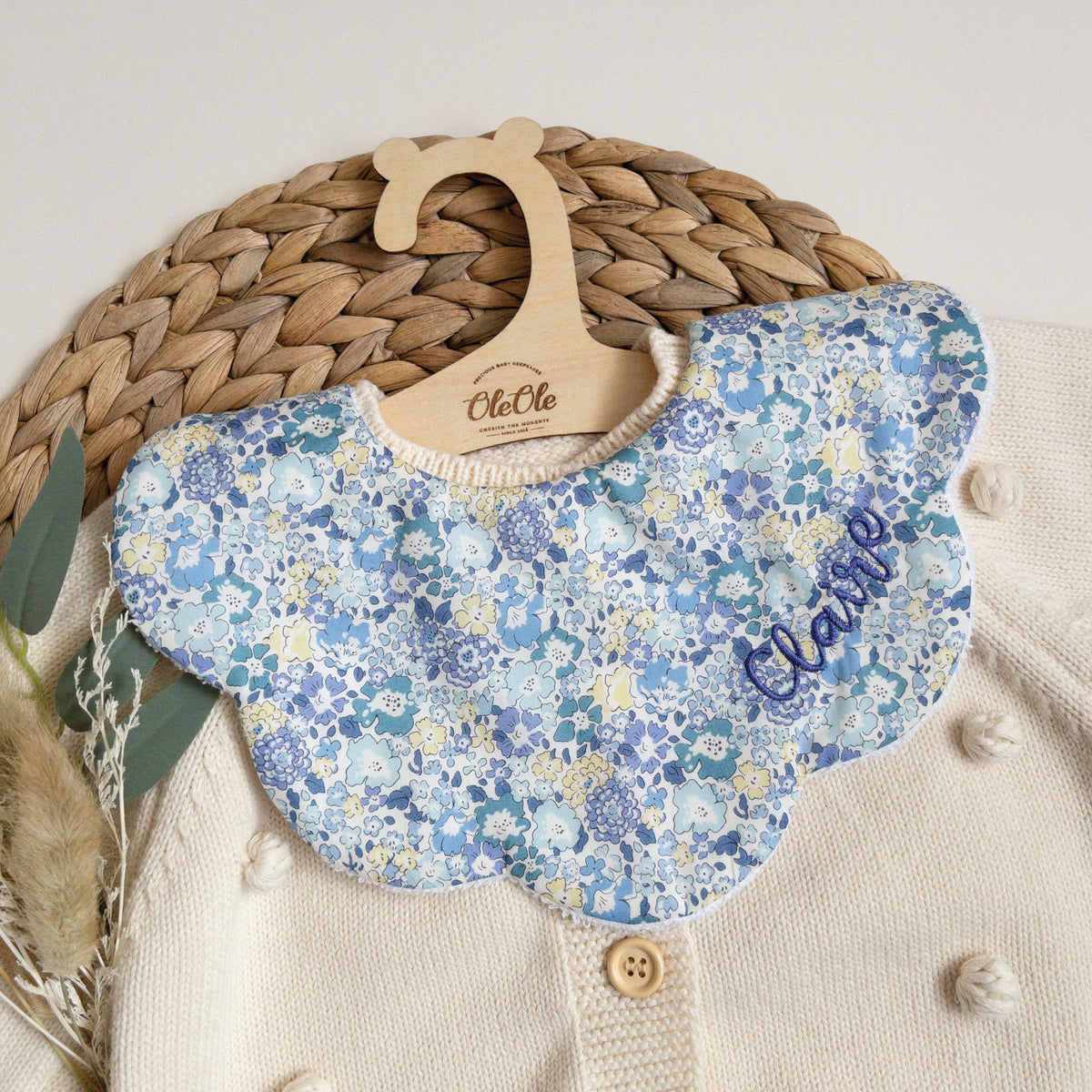 Scalloped Baby Bib  |  Liberty Michelle Blue