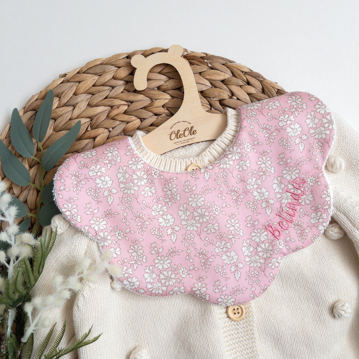Scalloped Baby Bib  |  Liberty Capel Blush