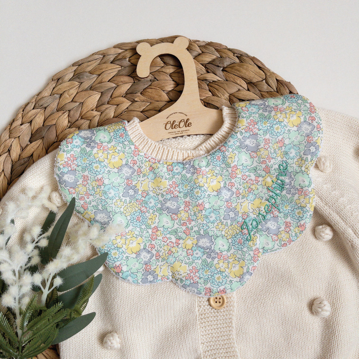 Scalloped Baby Bib  |  Liberty Michelle Mint