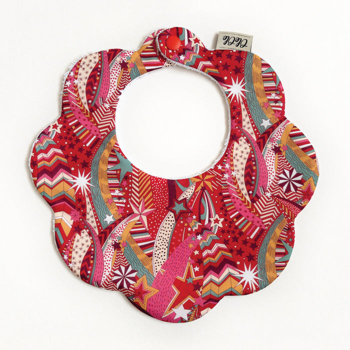Scalloped Baby Bib  |  Liberty My Little Star Red