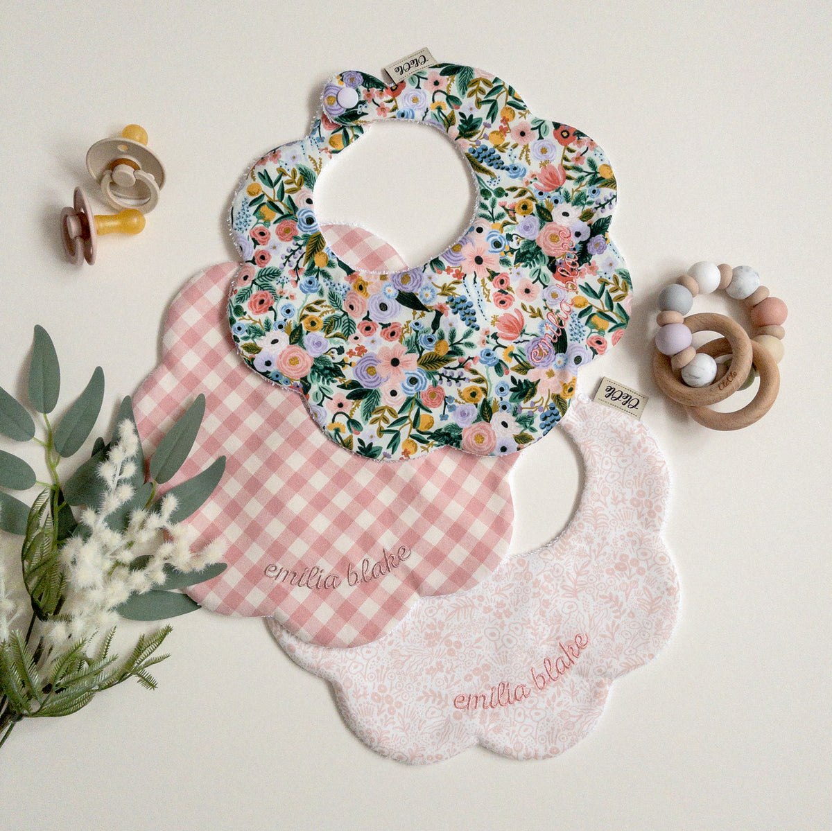 Scalloped Baby Bib  |  Rifle Paper Garden Party Ivory