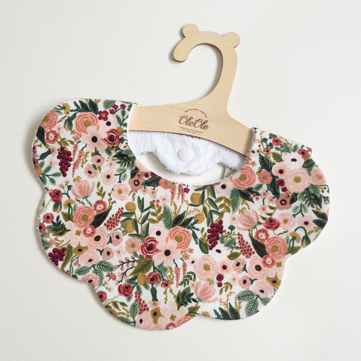 Scalloped Baby Bib  |  Rifle Paper Garden Party Rose