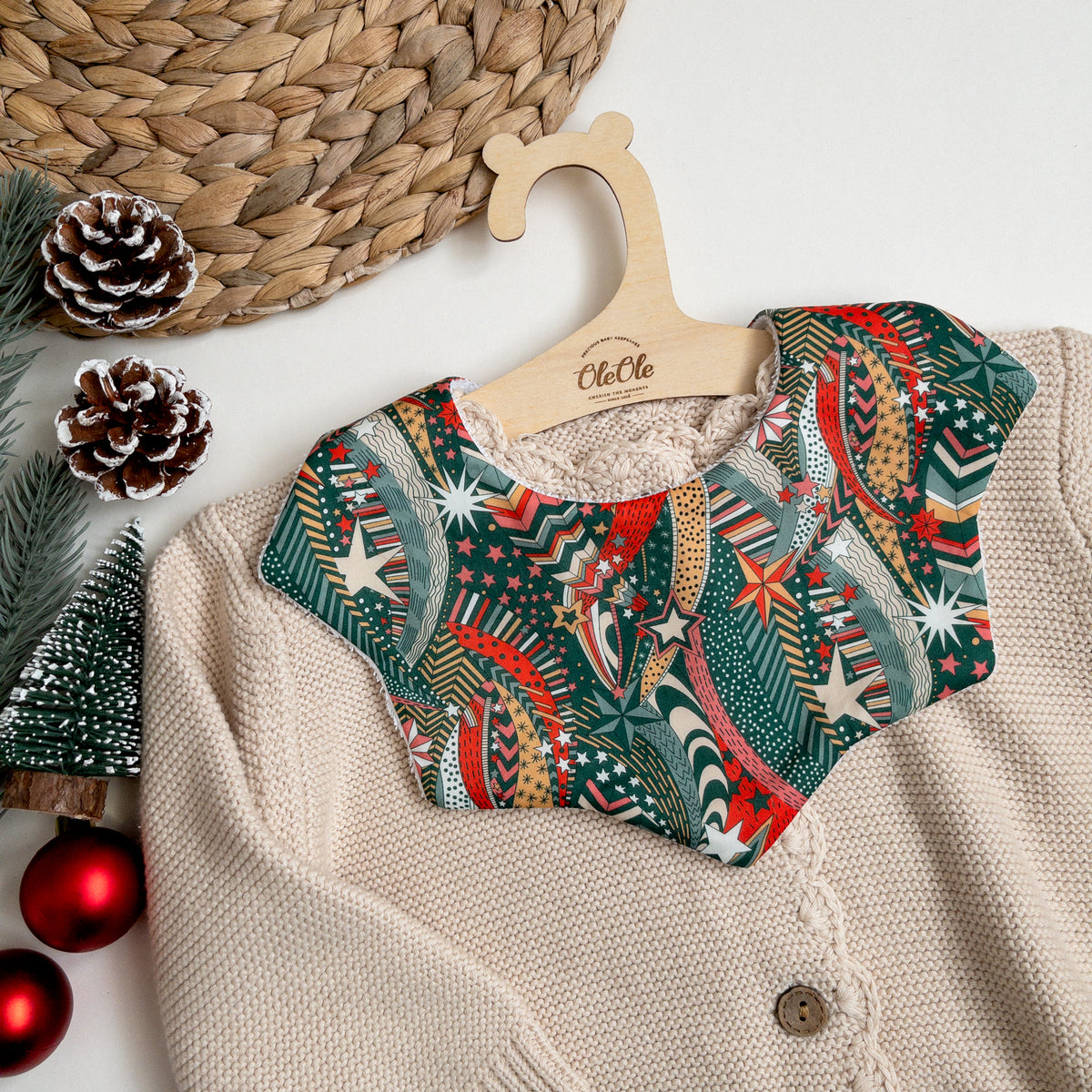 Starry Baby Bib  |  Liberty My Little Star Green