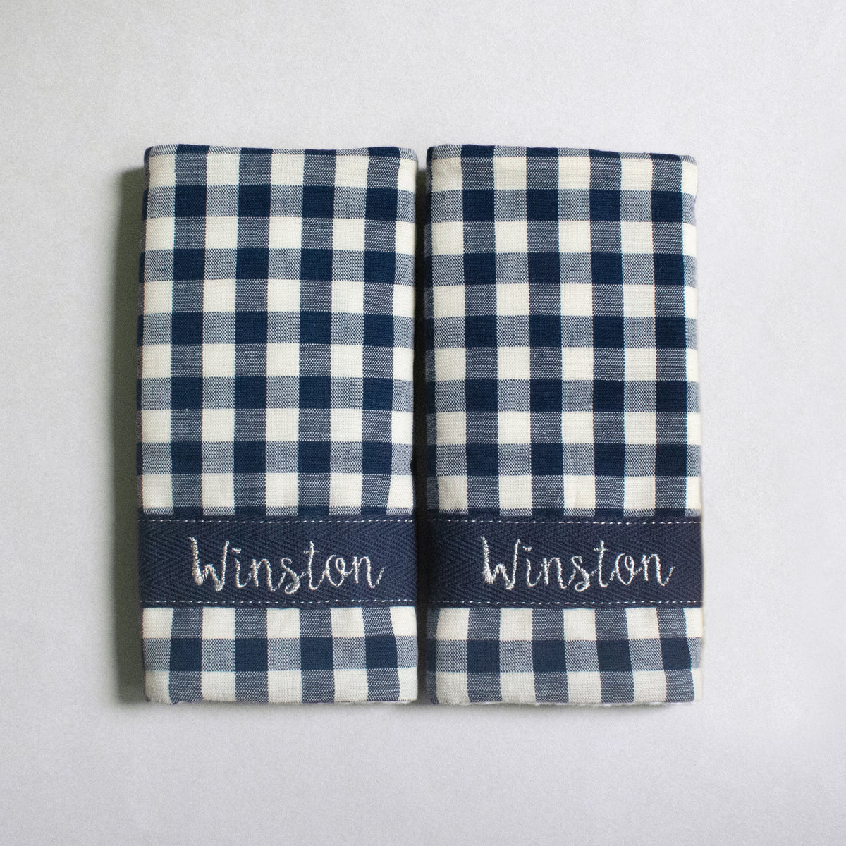 Strap Cover Teething Pad | Gingham in Navy