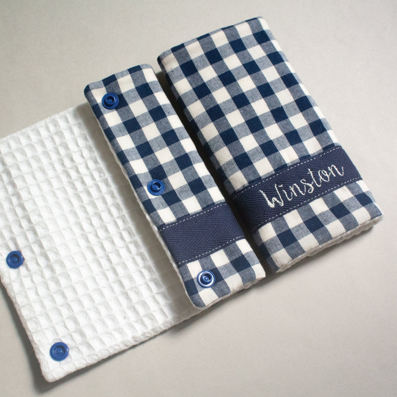 Strap Cover Teething Pad | Gingham in Navy