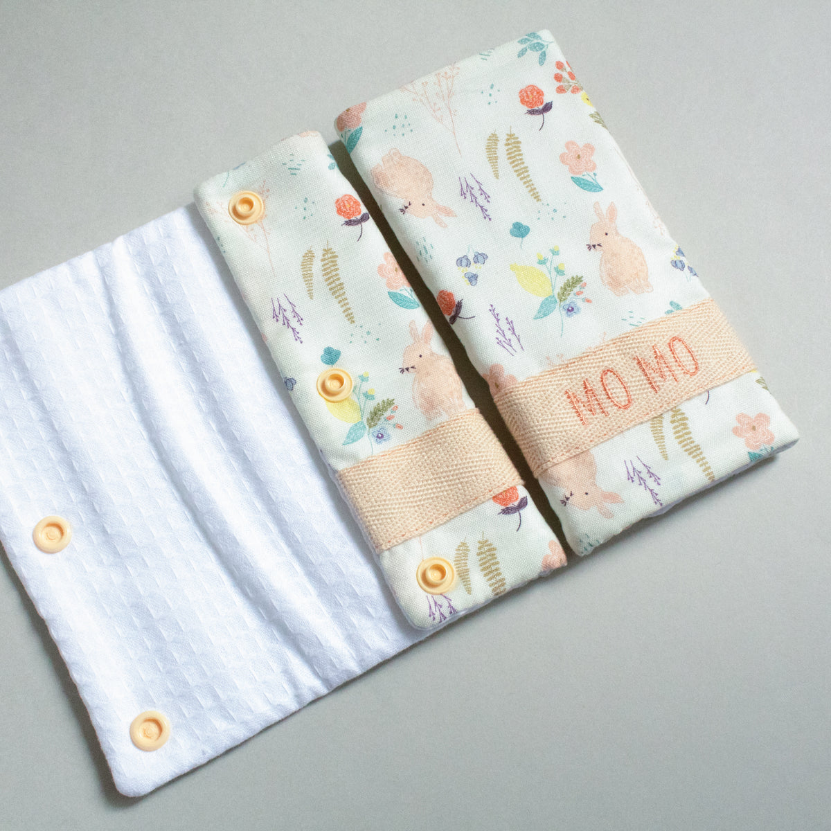 Strap Cover Teething Pad | Peachy Bunny