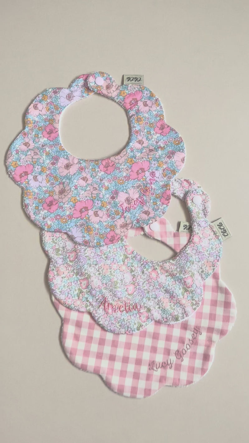 Scalloped Baby Bib  |  Rifle Paper Garden Party Rose