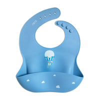 Silicone Baby Bib | Hot Air Balloon - Sky Blue