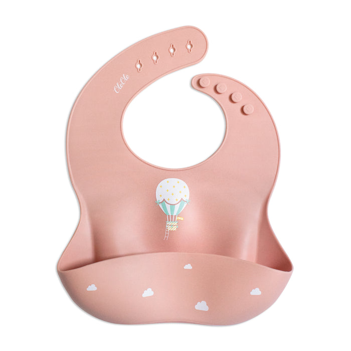 Silicone Baby Bib | Hot Air Balloon - Dusty Pink