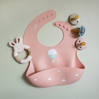 Silicone Baby Bib | Hot Air Balloon - Dusty Pink