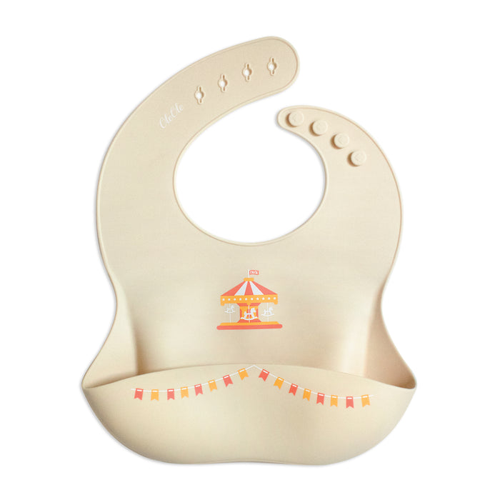 Silicone Baby Bib | Merry-Go-Round - Cream